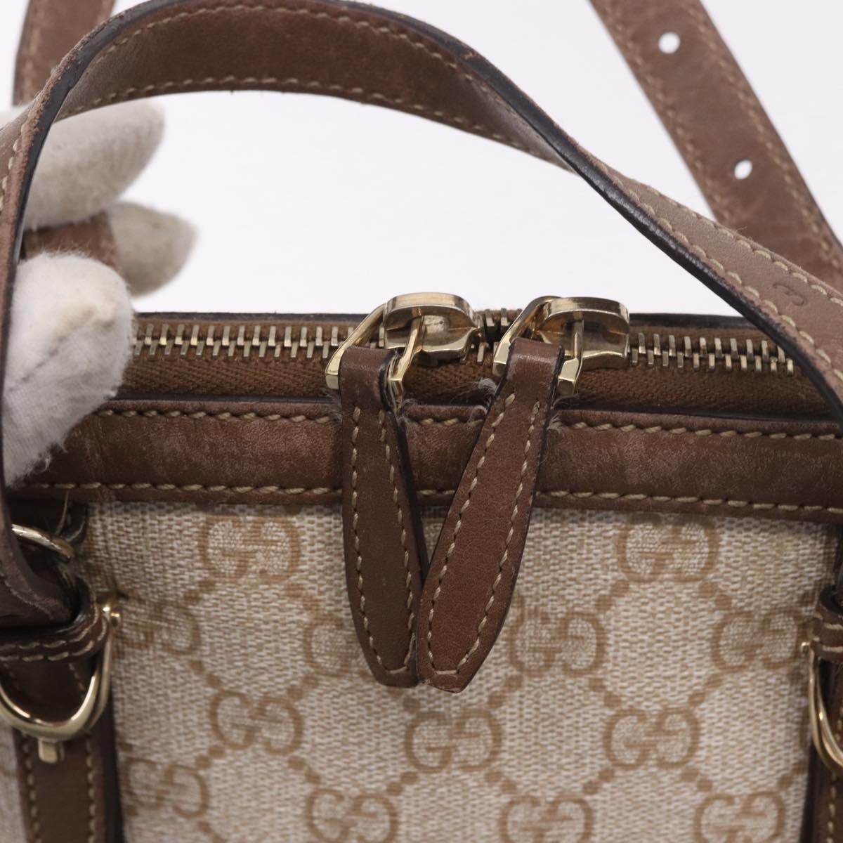 GUCCI GG Supreme Hand Bag PVC 2way Beige Gold 309617 Auth 190275