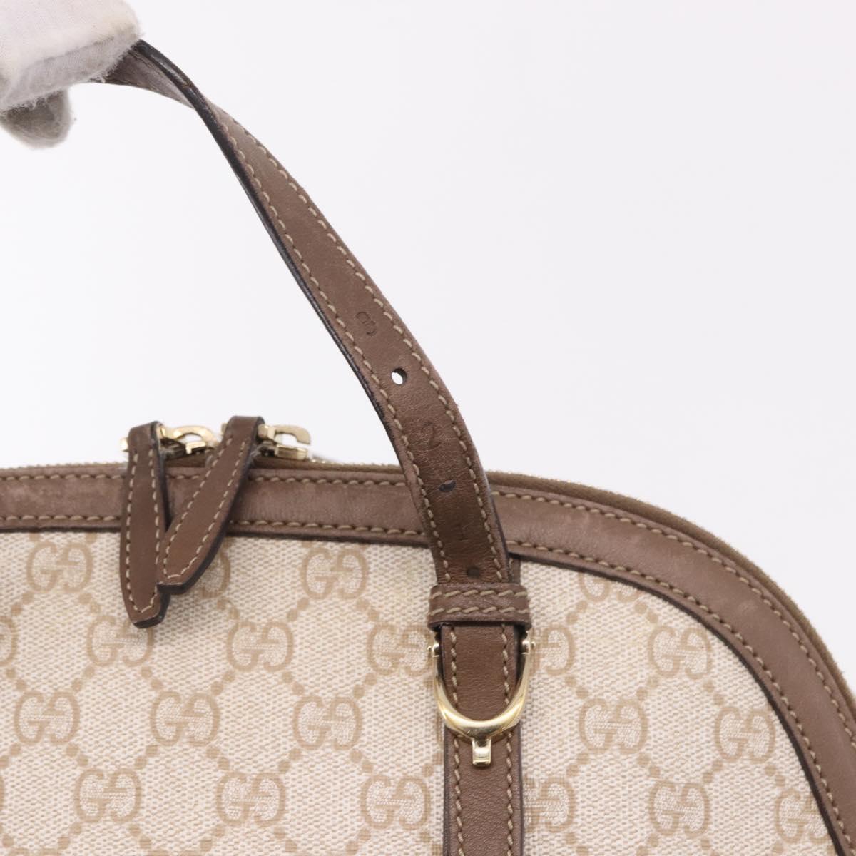 GUCCI GG Supreme Hand Bag PVC 2way Beige Gold 309617 Auth 190275