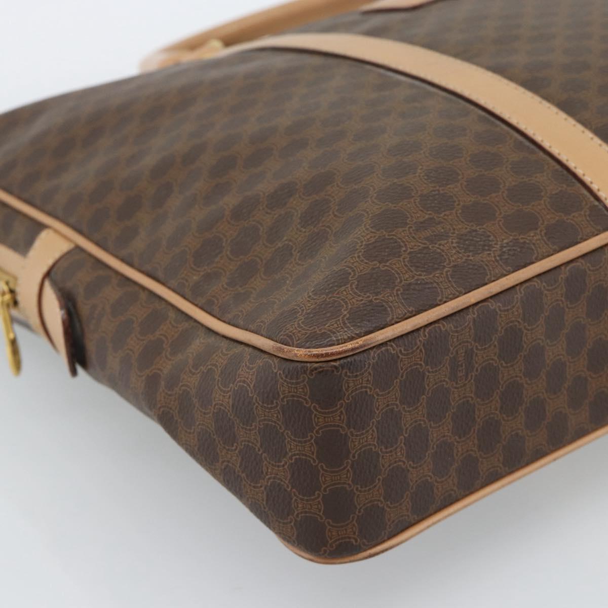 CELINE Macadam Canvas Business Bag PVC Leather Brown Gold Auth 190276