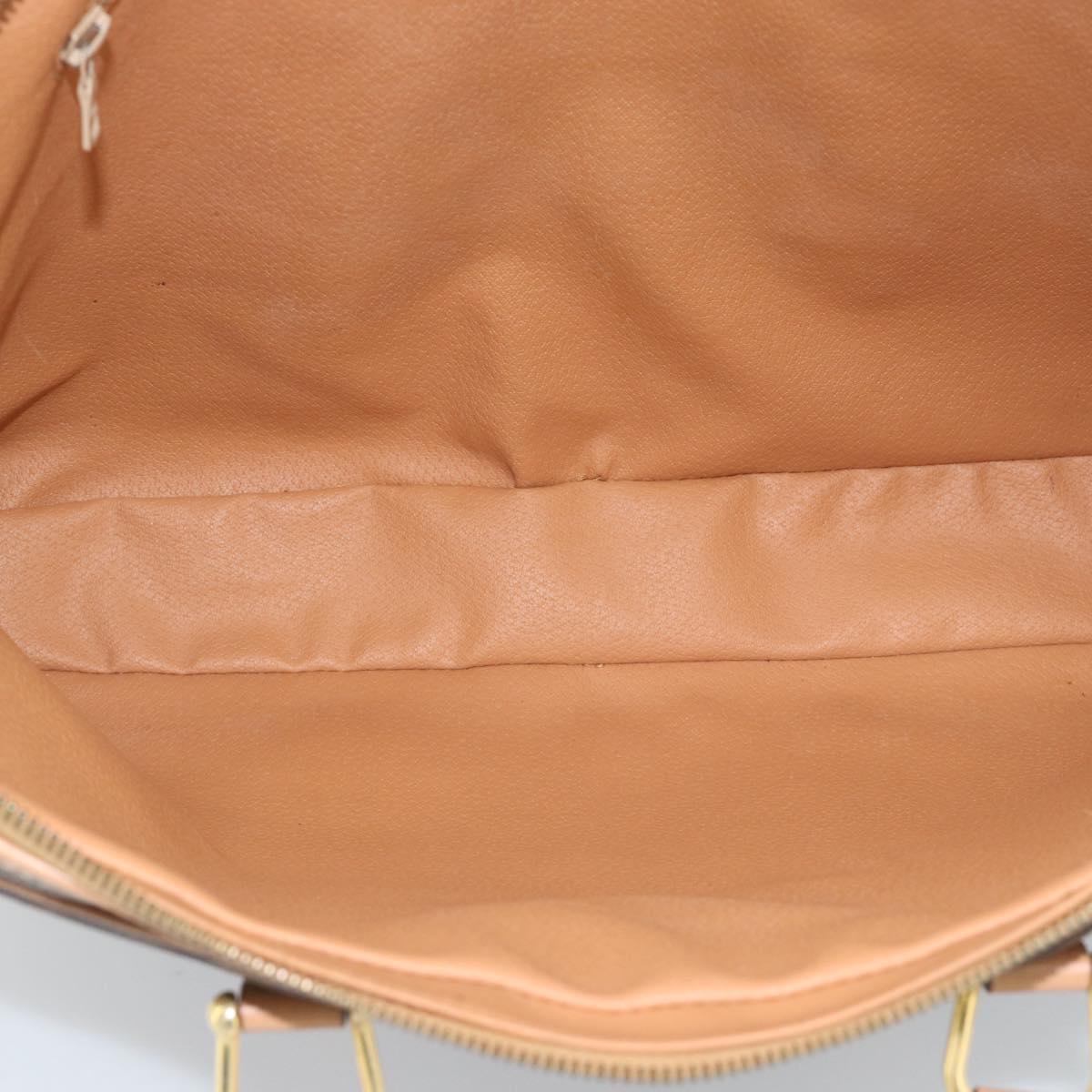 CELINE Macadam Canvas Business Bag PVC Leather Brown Gold Auth 190276