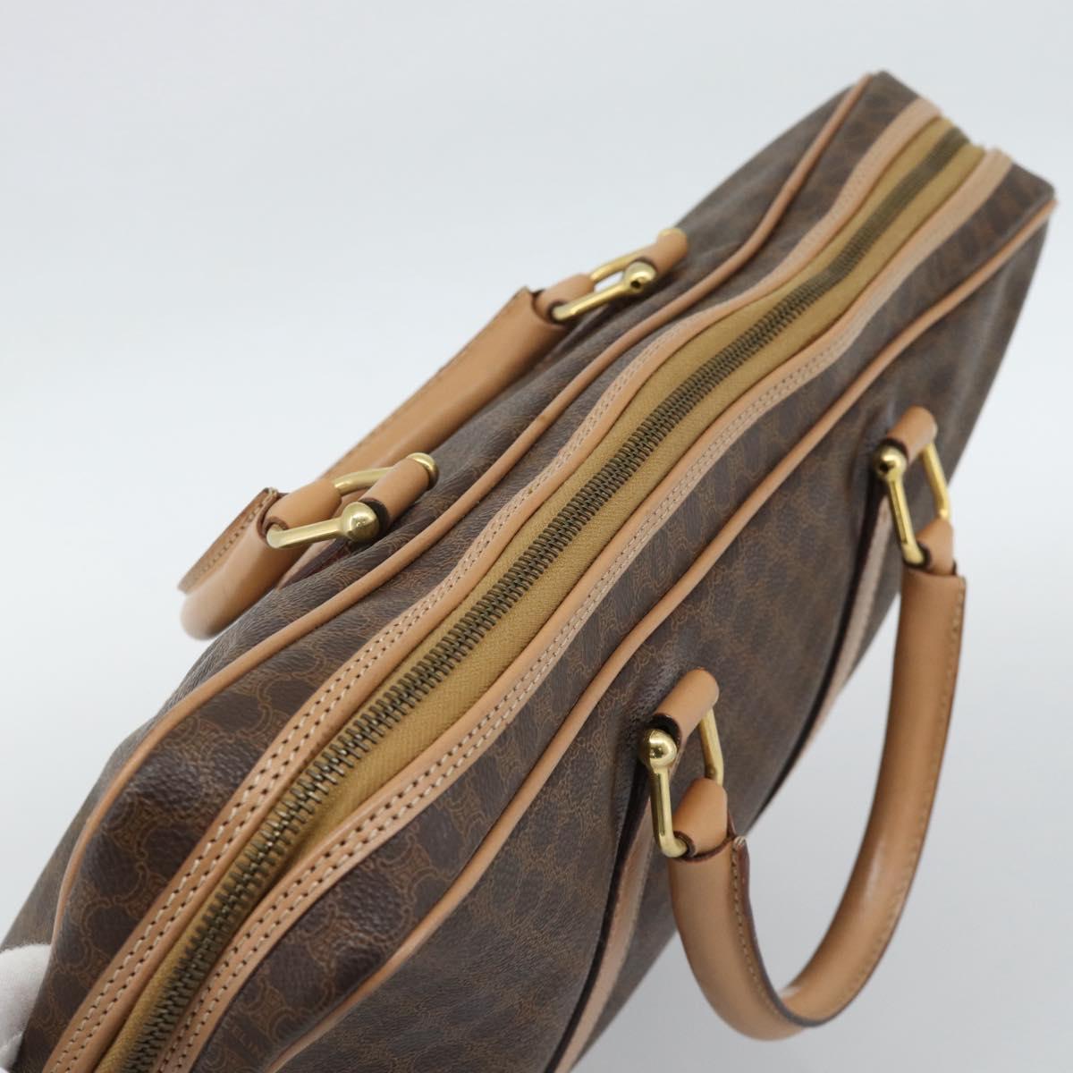 CELINE Macadam Canvas Business Bag PVC Leather Brown Gold Auth 190276