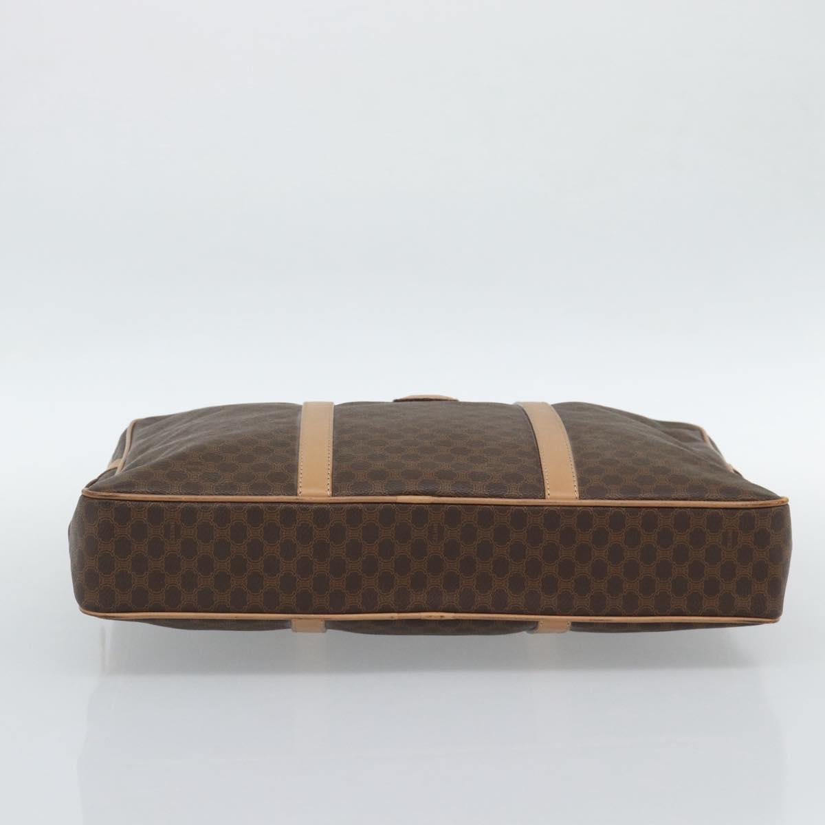 CELINE Macadam Canvas Business Bag PVC Leather Brown Gold Auth 190276