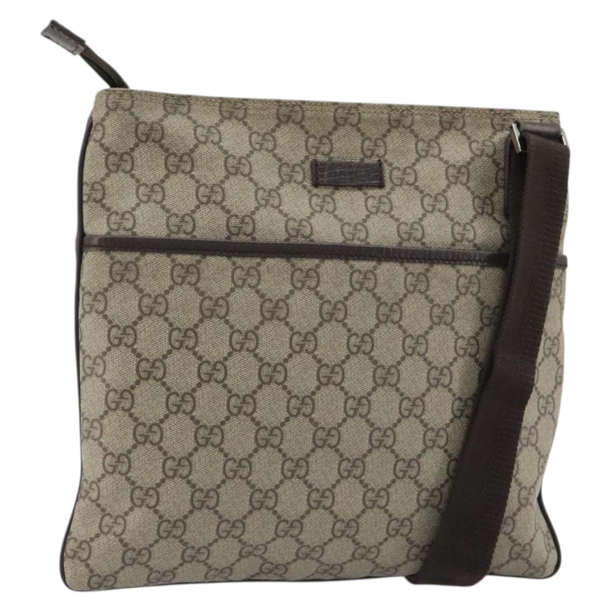 GUCCI GG Supreme Shoulder Bag PVC Beige Silver 141626 Auth 190277A