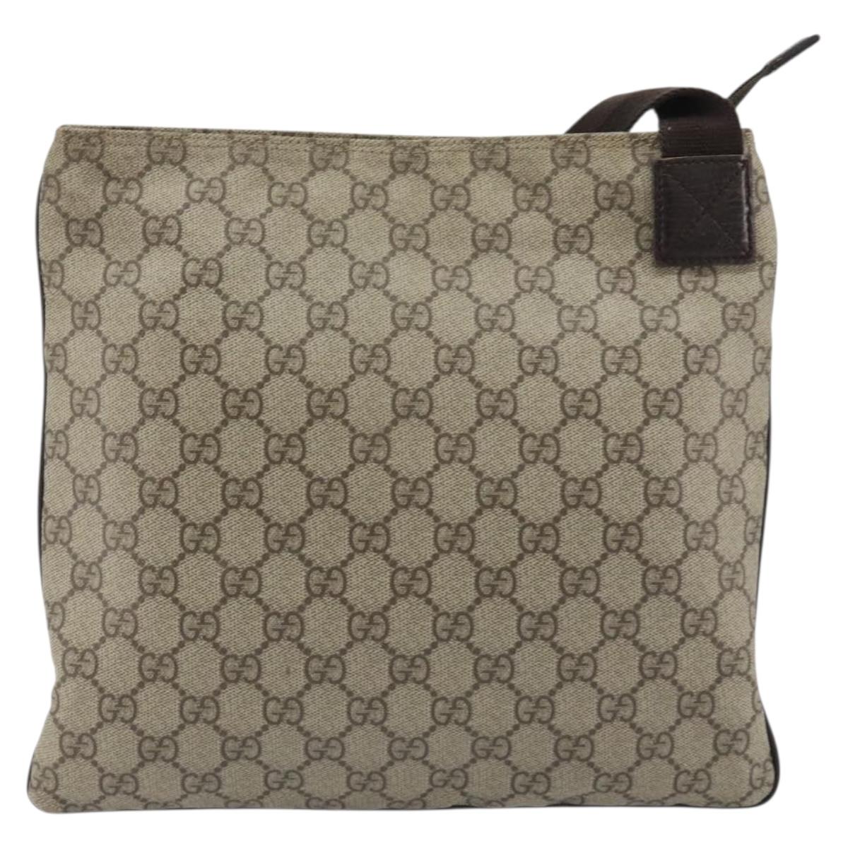 GUCCI GG Supreme Shoulder Bag PVC Beige Silver 141626 Auth 190277A