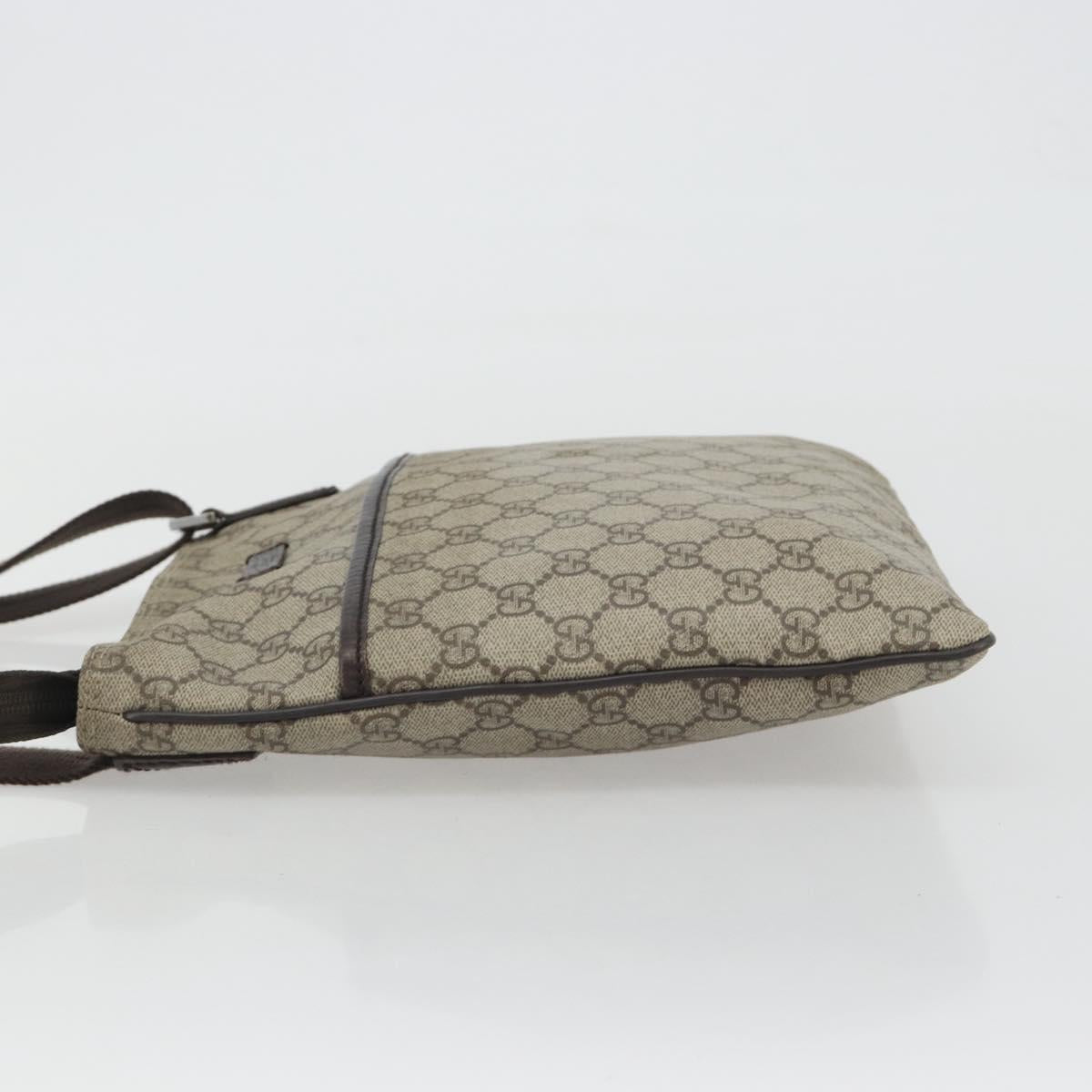 GUCCI GG Supreme Shoulder Bag PVC Beige Silver 141626 Auth 190277A