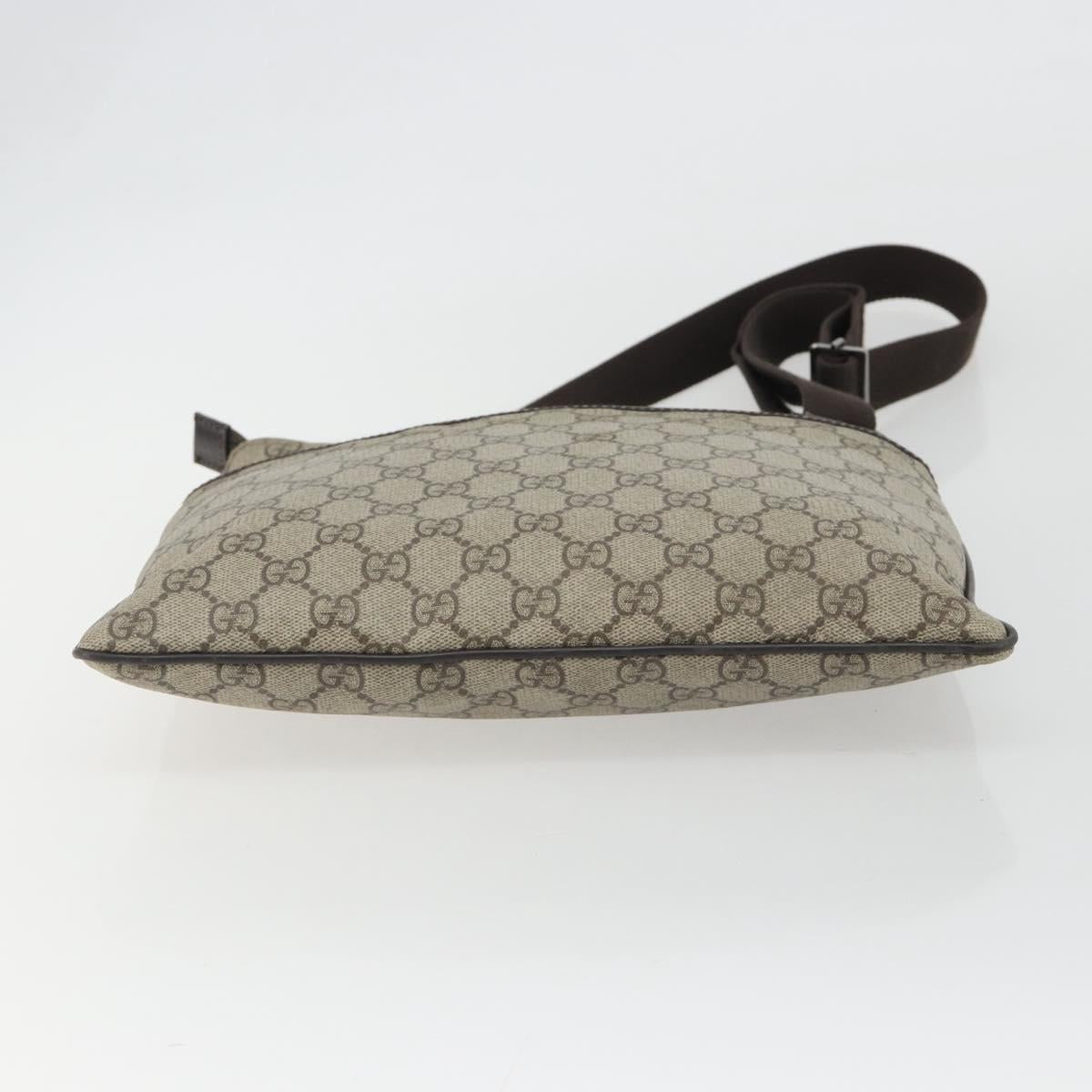 GUCCI GG Supreme Shoulder Bag PVC Beige Silver 141626 Auth 190277A