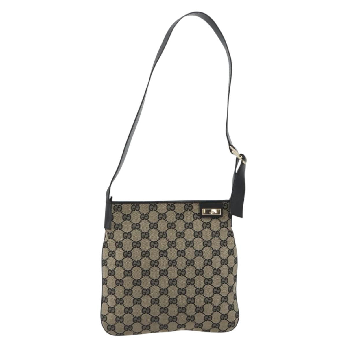GUCCI GG Canvas Shoulder Bag Navy Gold 019 0422 Auth 190278A