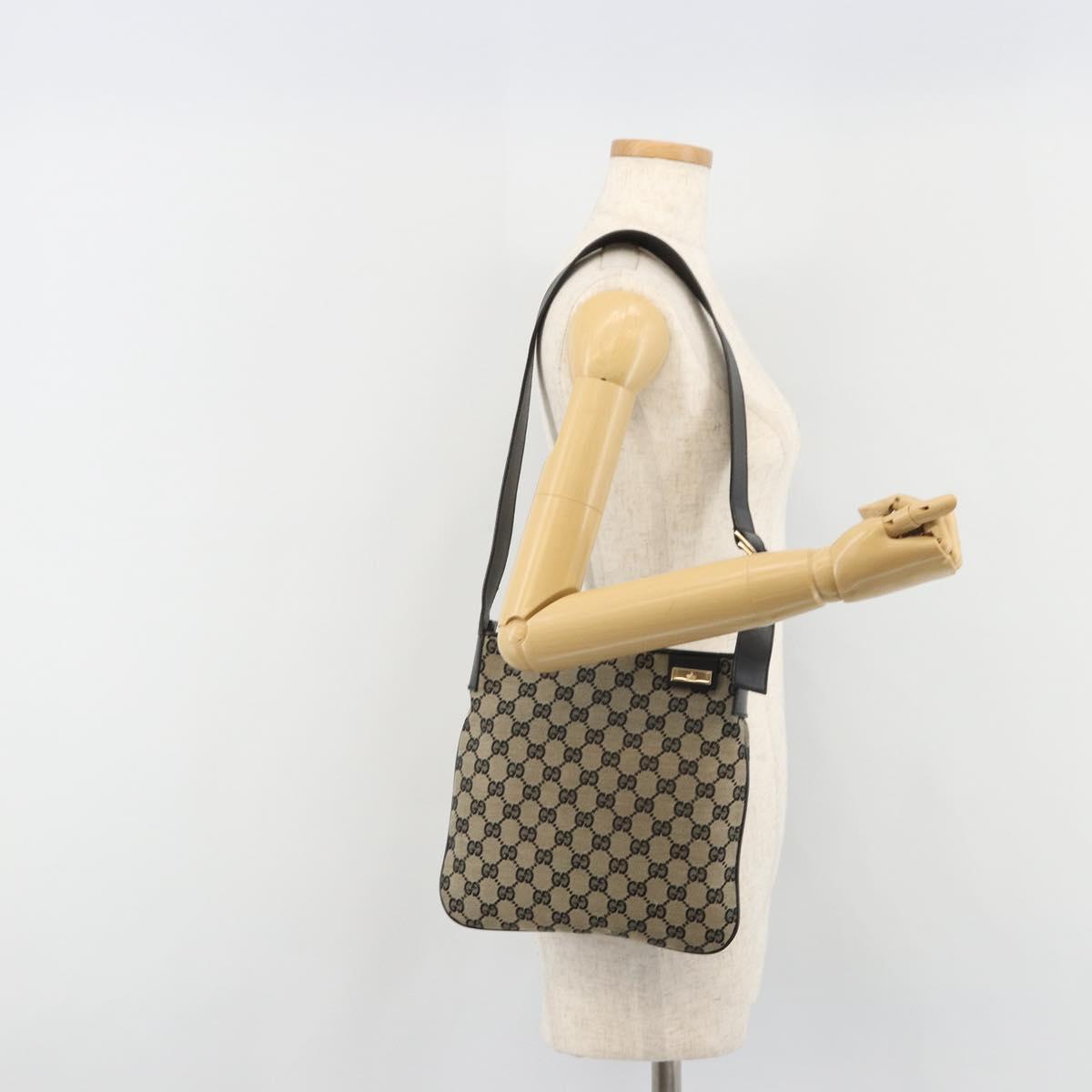 GUCCI GG Canvas Shoulder Bag Navy Gold 019 0422 Auth 190278A