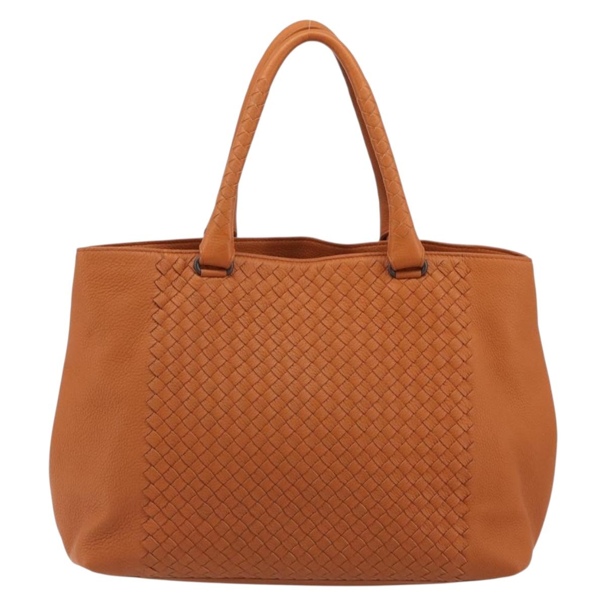 BOTTEGA VENETA INTRECCIATO Tote Bag Leather Orange Auth 190279A