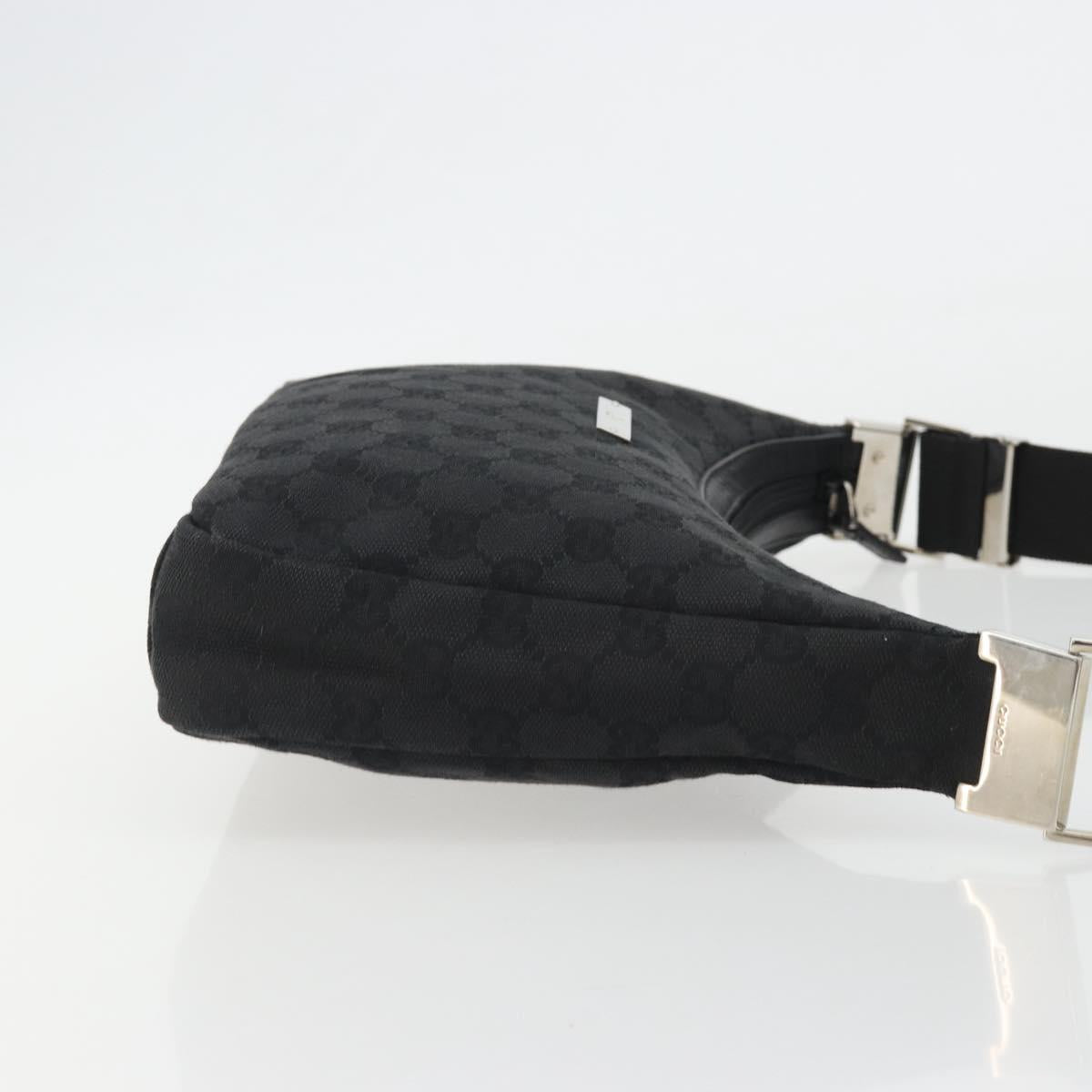 GUCCI GG Canvas Shoulder Bag Black Silver 35098 Auth 190284A