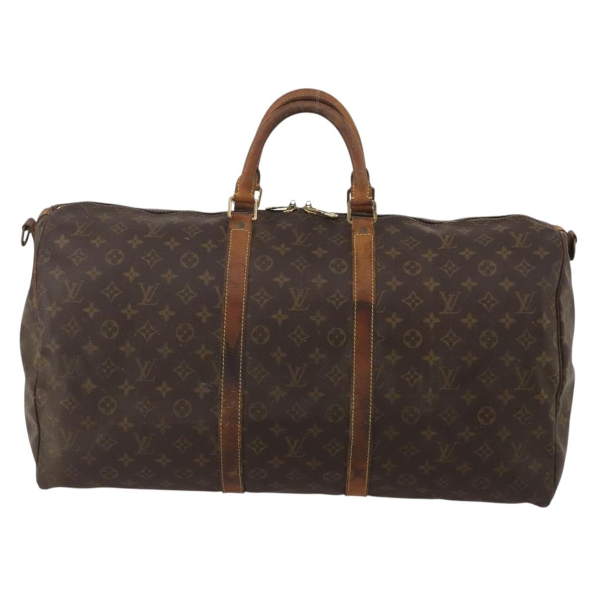 LOUIS VUITTON Monogram Keepall Bandouliere 55 Boston Bag M41414 LV Auth 190288