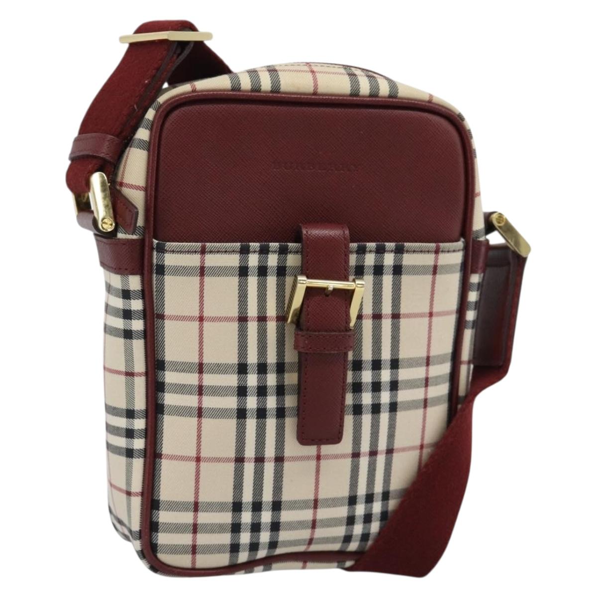 BURBERRY Nova Check Shoulder Bag Canvas Beige Gold Auth 190290A