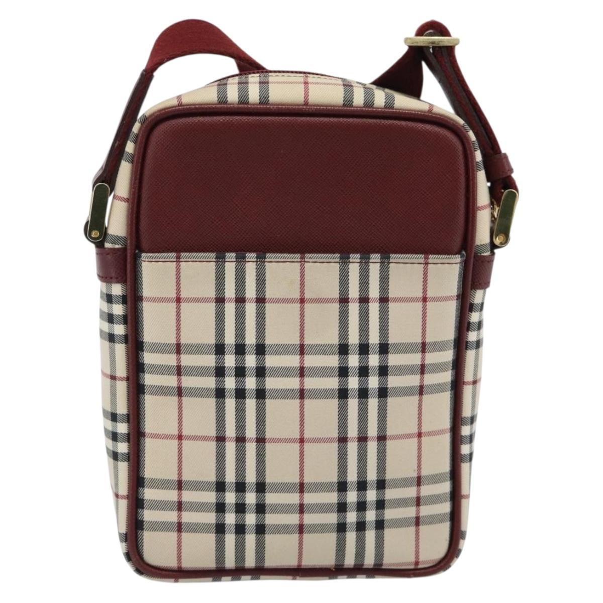 BURBERRY Nova Check Shoulder Bag Canvas Beige Gold Auth 190290A