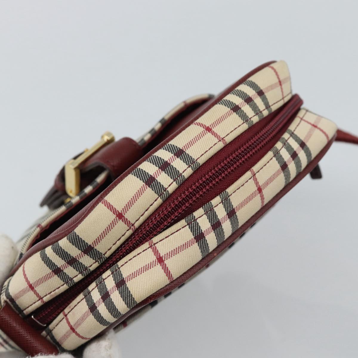 BURBERRY Nova Check Shoulder Bag Canvas Beige Gold Auth 190290A