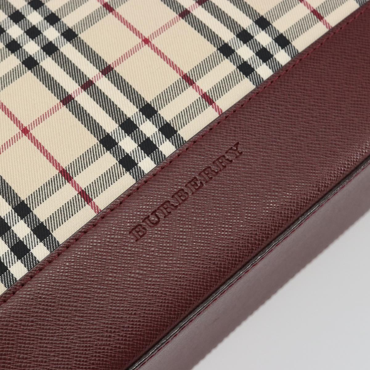 BURBERRY Nova Check Tote Bag Canvas Beige Gold Auth 190293A