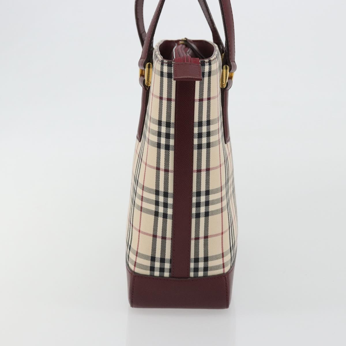 BURBERRY Nova Check Tote Bag Canvas Beige Gold Auth 190293A