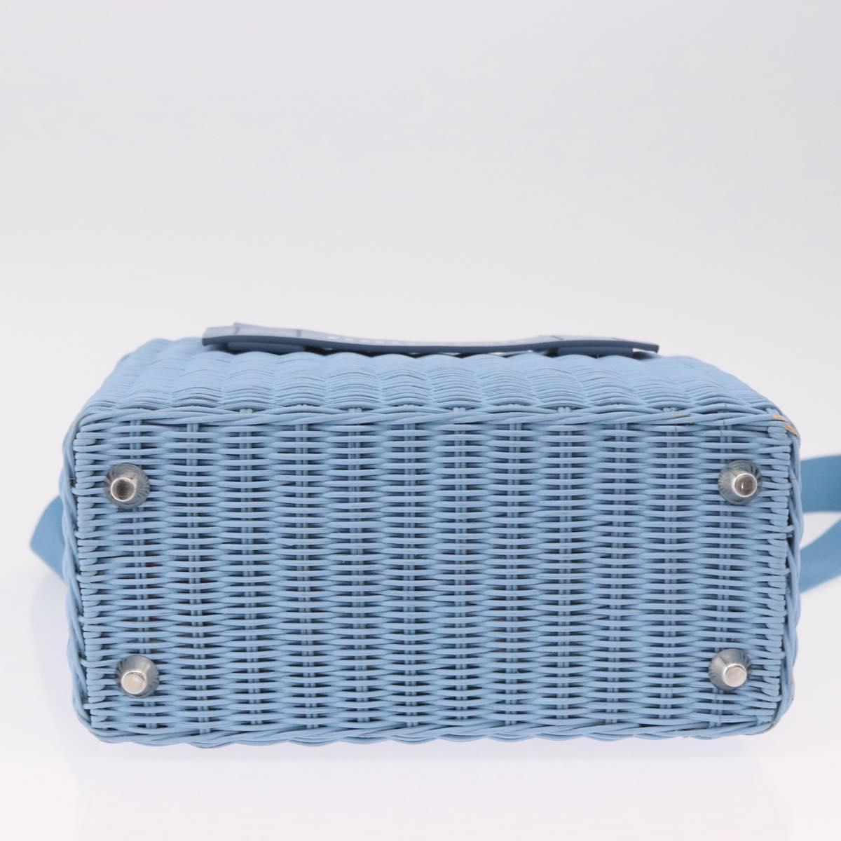 Miu Miu Hand Bag Rattan 2way Light Blue Silver Auth 190294A