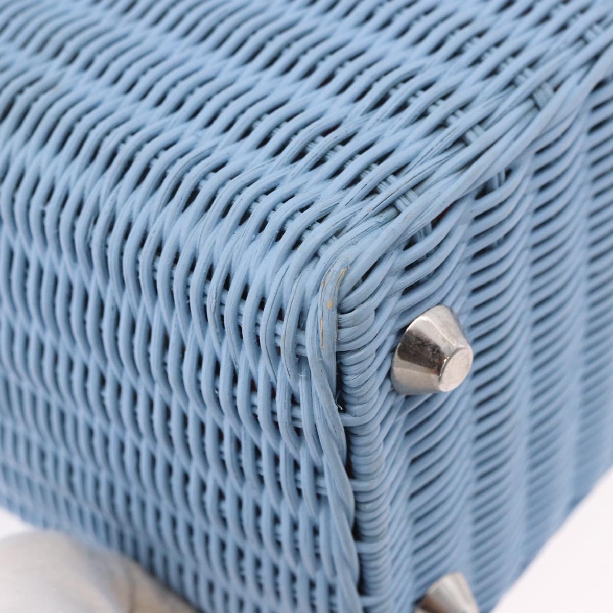 Miu Miu Hand Bag Rattan 2way Light Blue Silver Auth 190294A