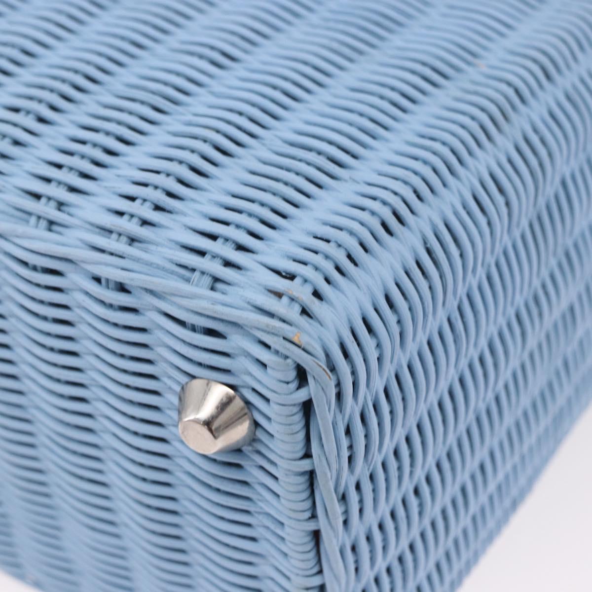 Miu Miu Hand Bag Rattan 2way Light Blue Silver Auth 190294A