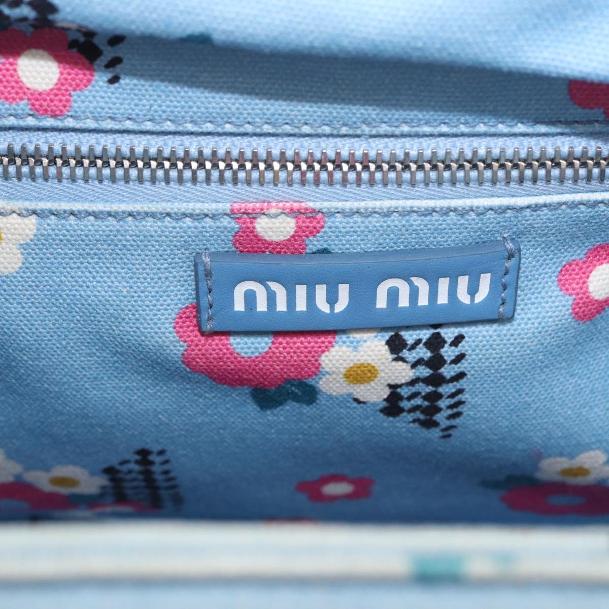 Miu Miu Hand Bag Rattan 2way Light Blue Silver Auth 190294A