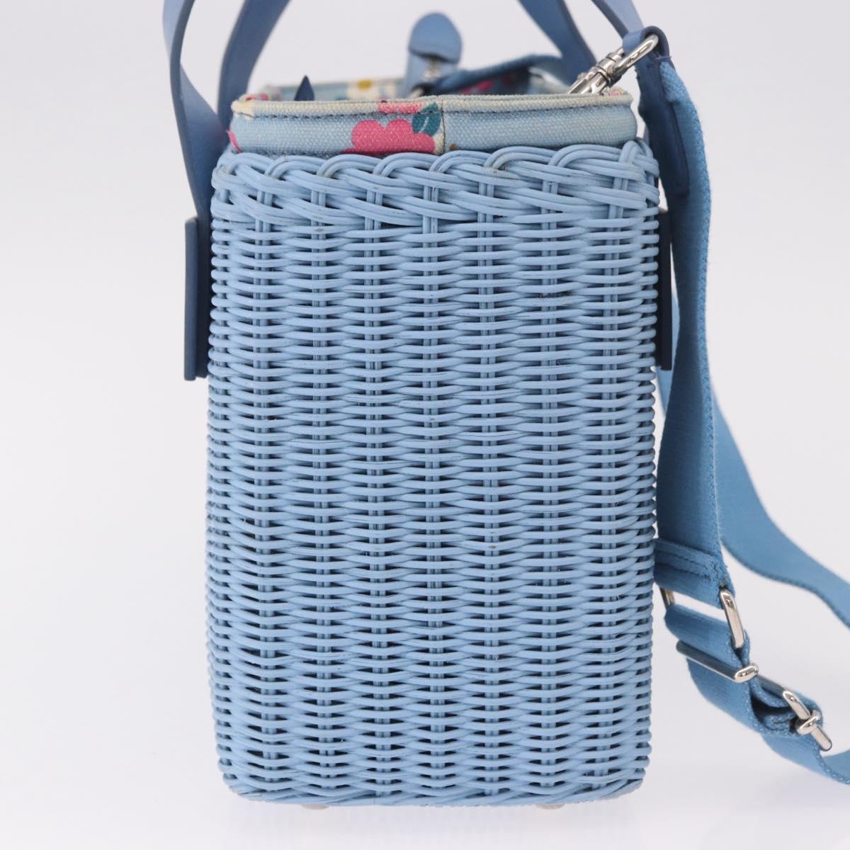 Miu Miu Hand Bag Rattan 2way Light Blue Silver Auth 190294A