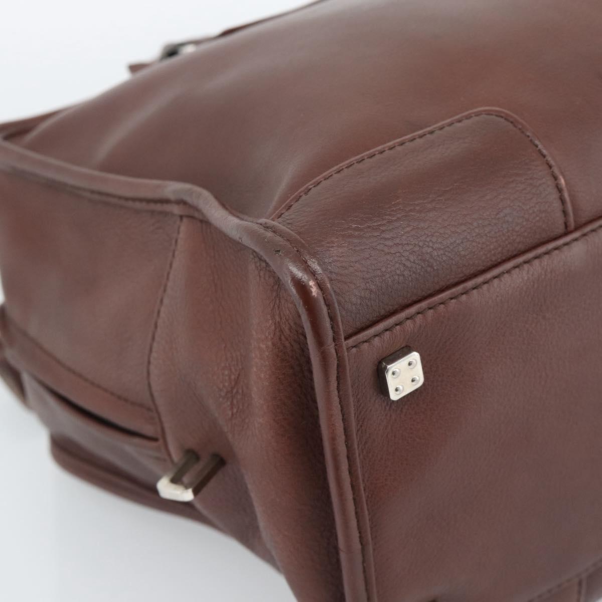 LOEWE Amazona 36 Hand Bag Leather Brown Silver Auth 190296A