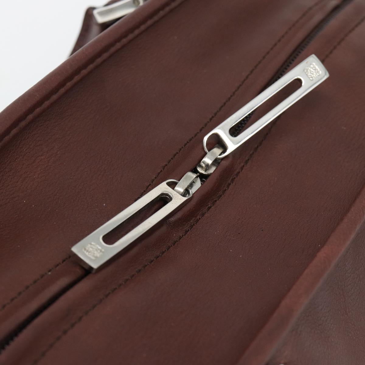 LOEWE Amazona 36 Hand Bag Leather Brown Silver Auth 190296A