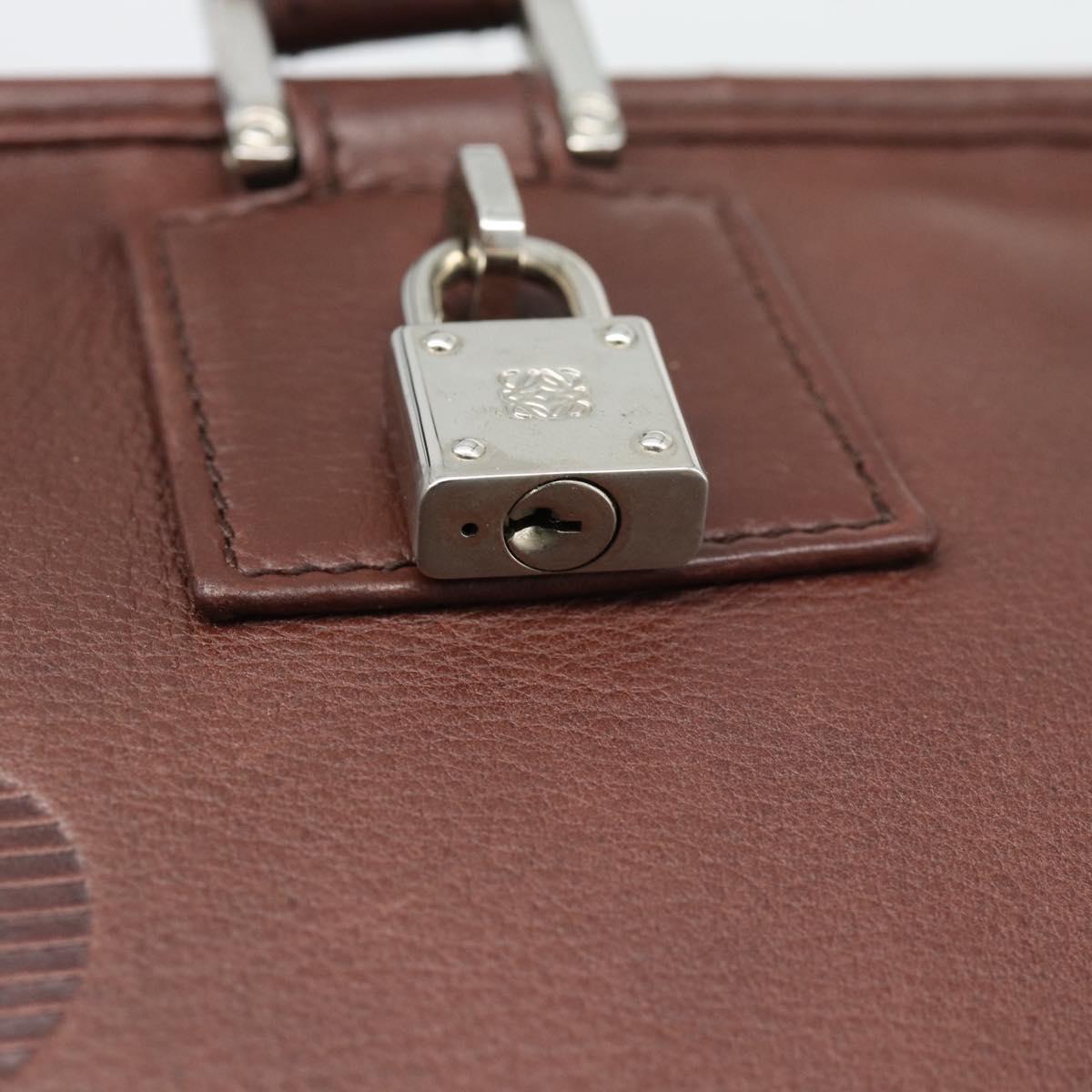 LOEWE Amazona 36 Hand Bag Leather Brown Silver Auth 190296A