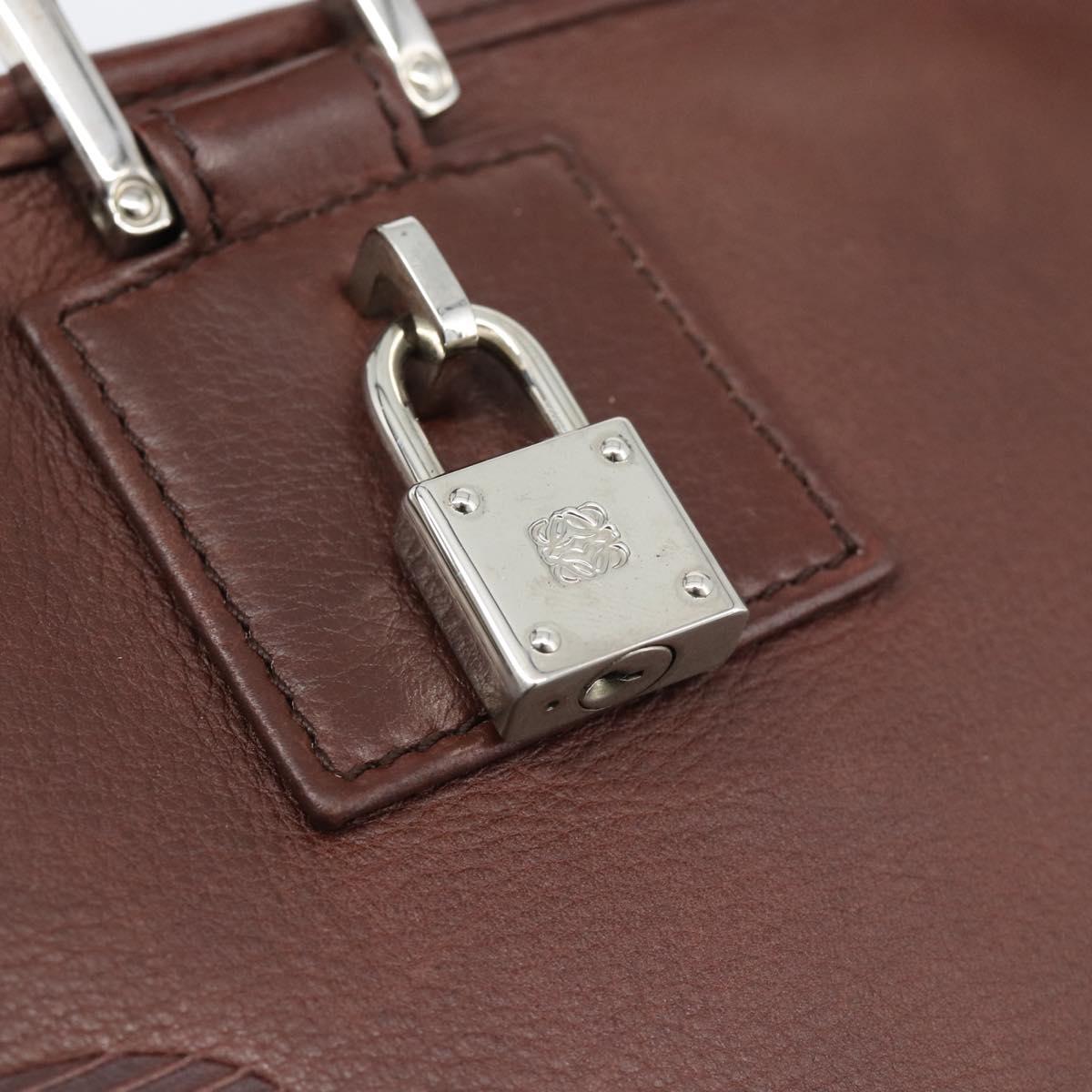 LOEWE Amazona 36 Hand Bag Leather Brown Silver Auth 190296A