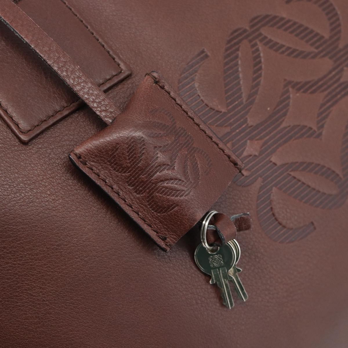 LOEWE Amazona 36 Hand Bag Leather Brown Silver Auth 190296A