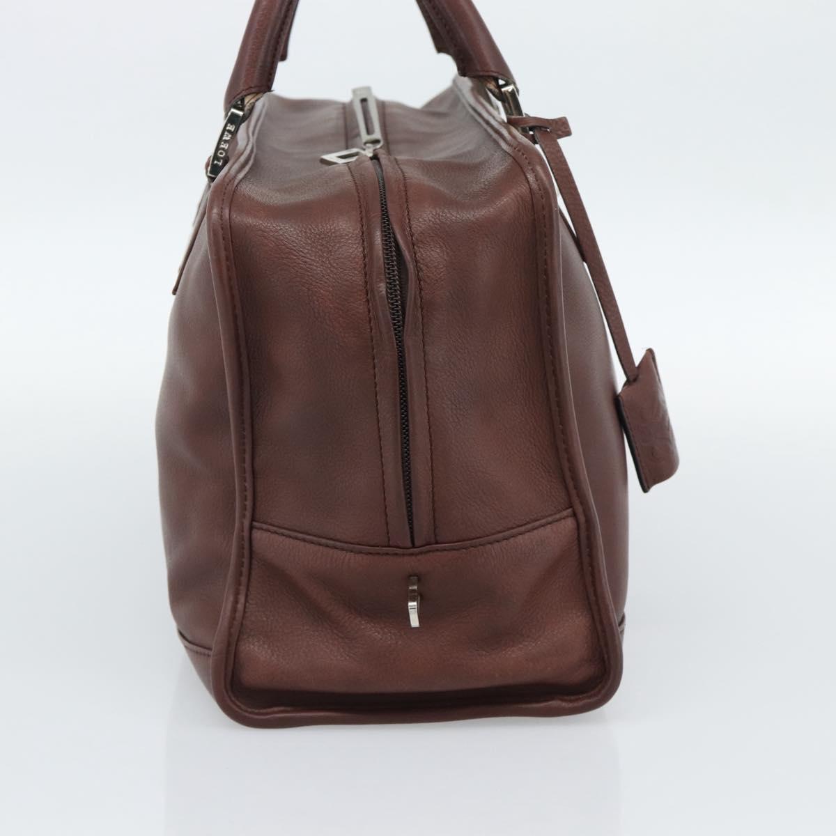 LOEWE Amazona 36 Hand Bag Leather Brown Silver Auth 190296A