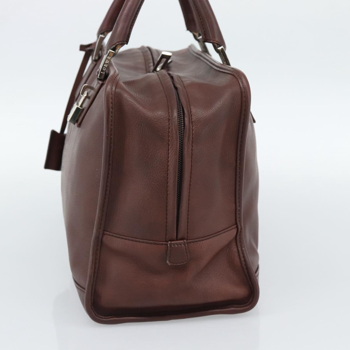 LOEWE Amazona 36 Hand Bag Leather Brown Silver Auth 190296A
