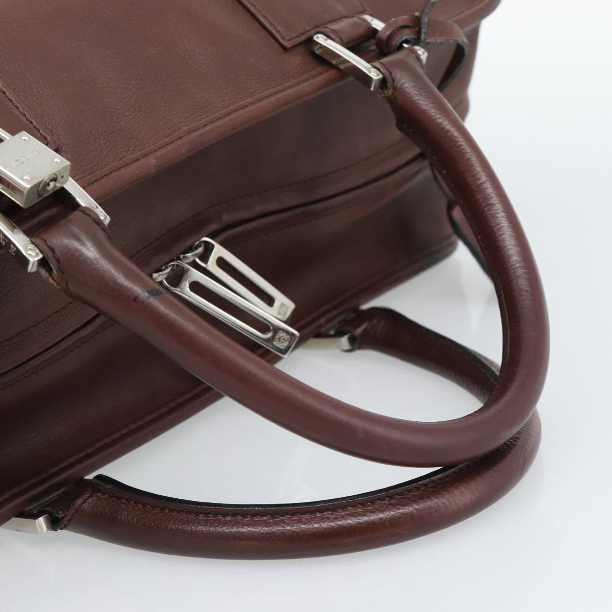 LOEWE Amazona 36 Hand Bag Leather Brown Silver Auth 190296A