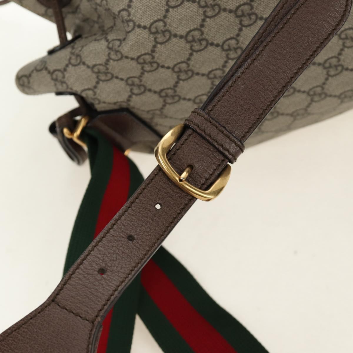 GUCCI GG Supreme Web Sherry Line Backpack PVC Beige Gold 473868 Auth 190298