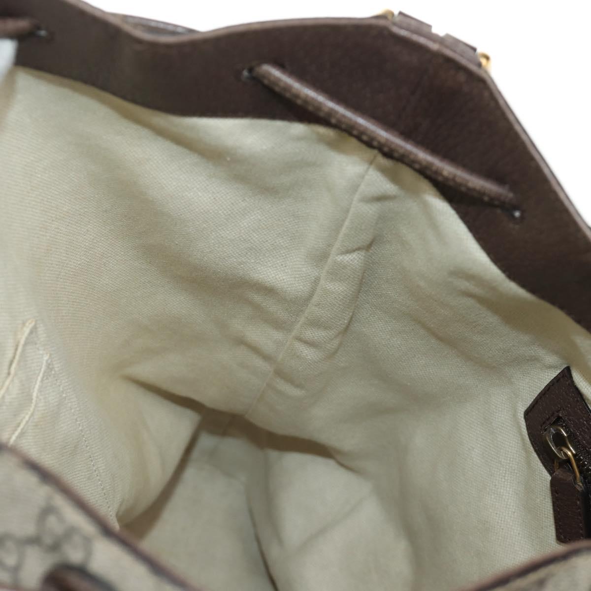 GUCCI GG Supreme Web Sherry Line Backpack PVC Beige Gold 473868 Auth 190298