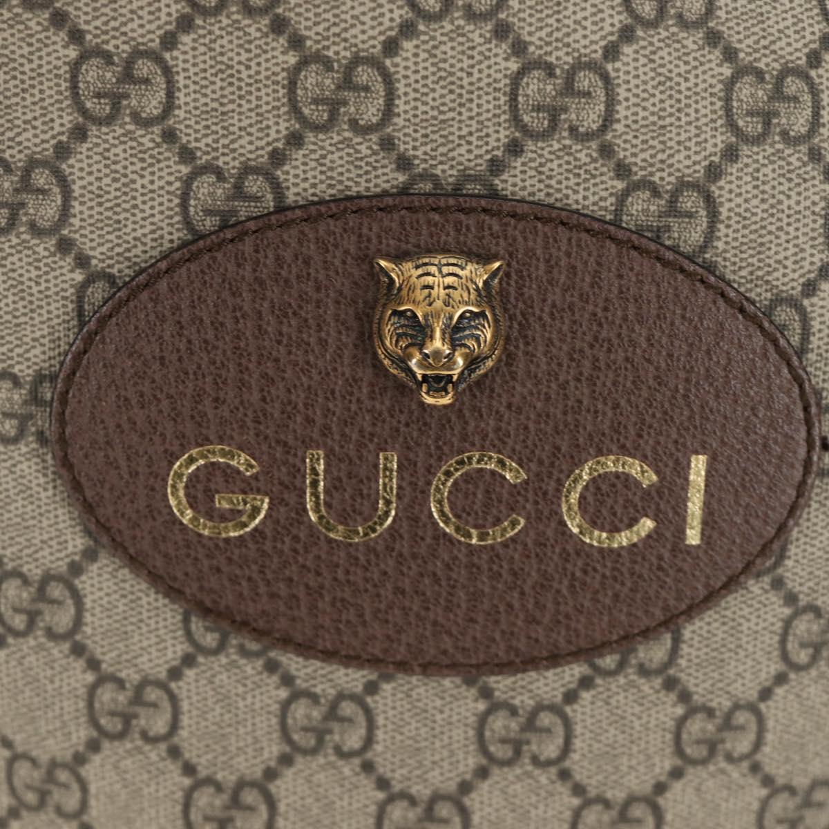 GUCCI GG Supreme Web Sherry Line Backpack PVC Beige Gold 473868 Auth 190298