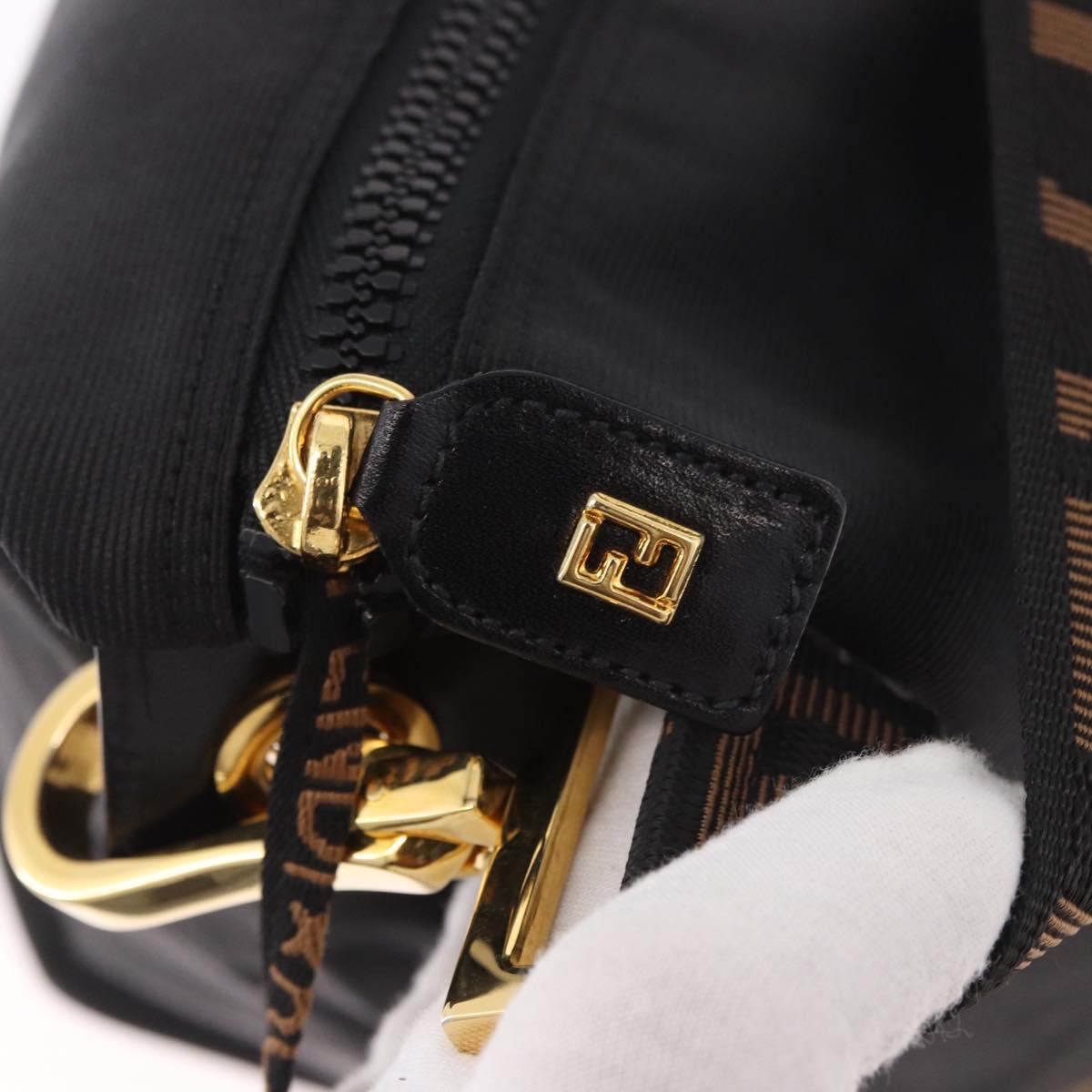 FENDI Shoulder Bag Canvas Black Gold Auth 190300