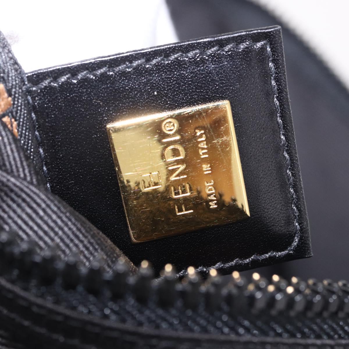 FENDI Shoulder Bag Canvas Black Gold Auth 190300