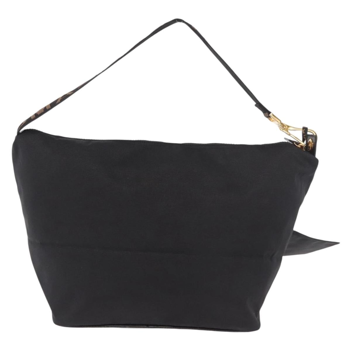 FENDI Shoulder Bag Canvas Black Gold Auth 190300