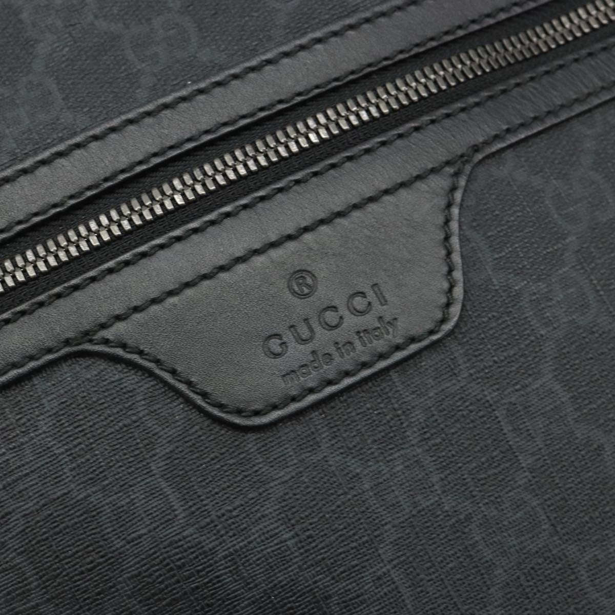 GUCCI GG Supreme Shoulder Bag PVC Black Silver 322279 Auth 190302