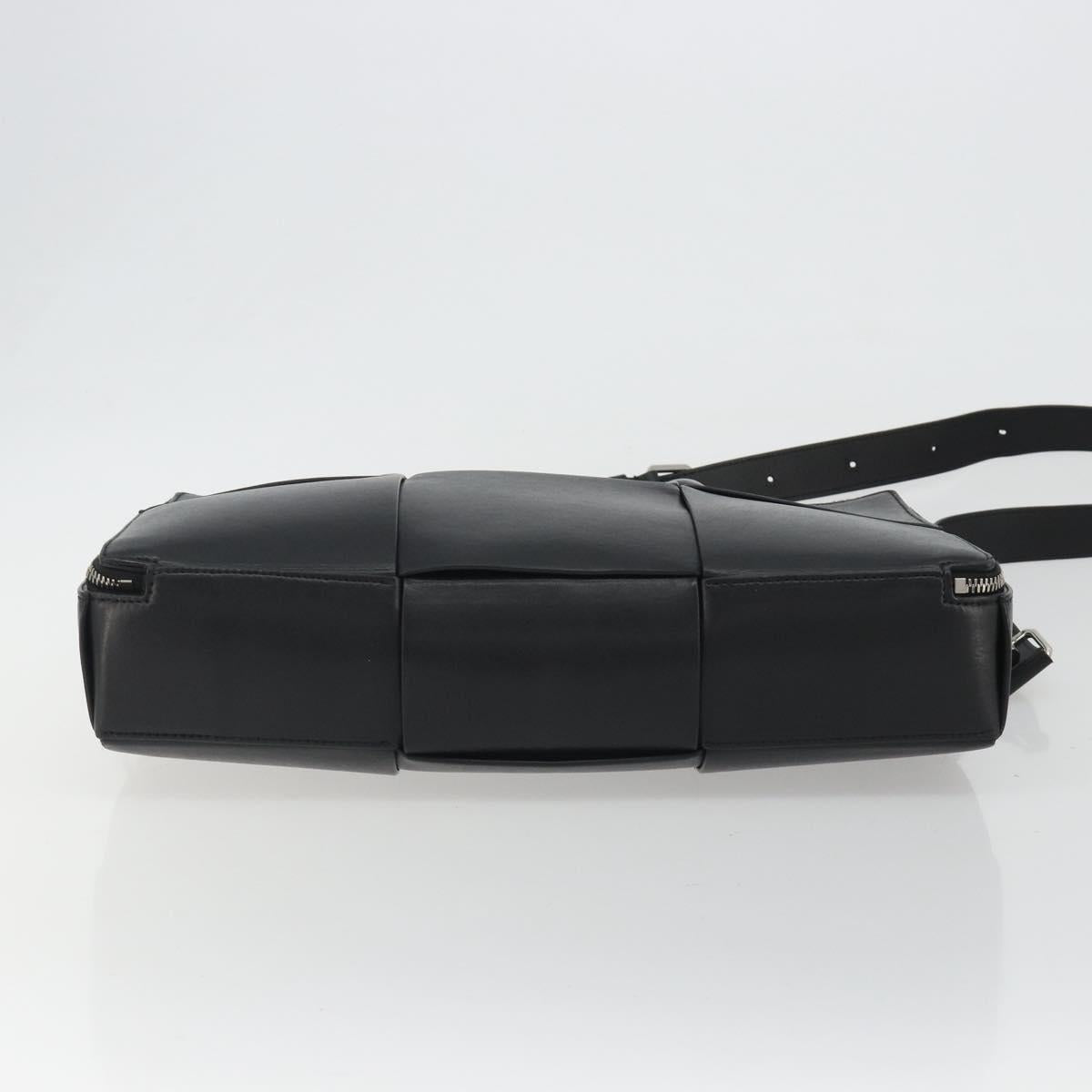 BOTTEGA VENETA Maxi INTRECCIATO Bag Leather 2way Black Silver Auth 190305