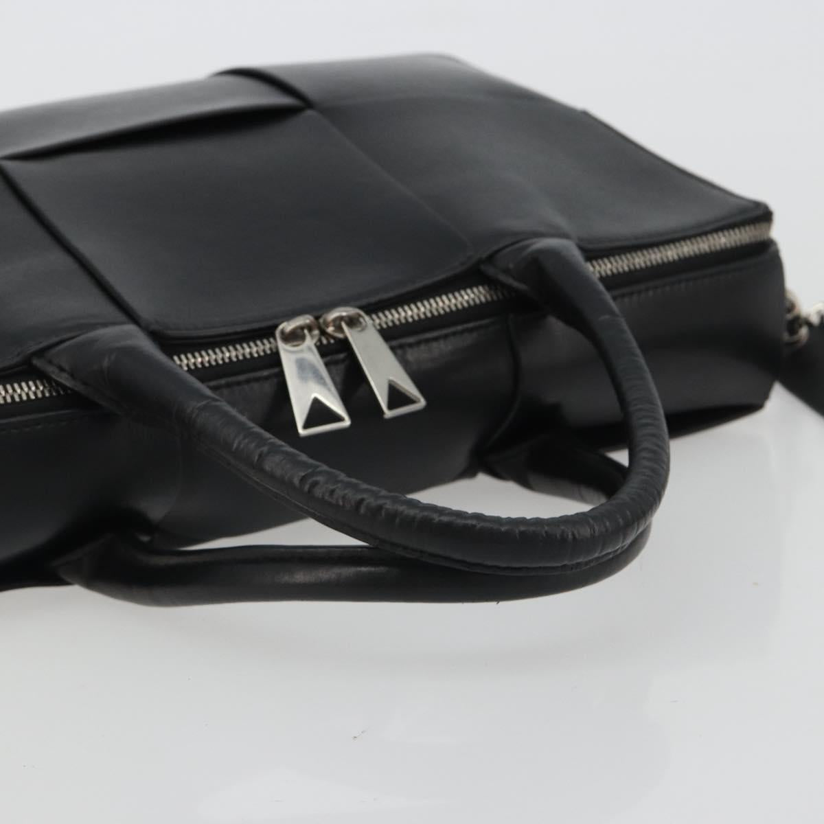 BOTTEGA VENETA Maxi INTRECCIATO Bag Leather 2way Black Silver Auth 190305