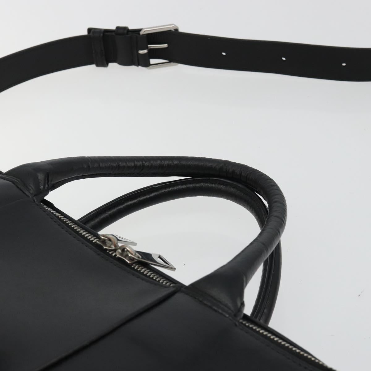 BOTTEGA VENETA Maxi INTRECCIATO Bag Leather 2way Black Silver Auth 190305
