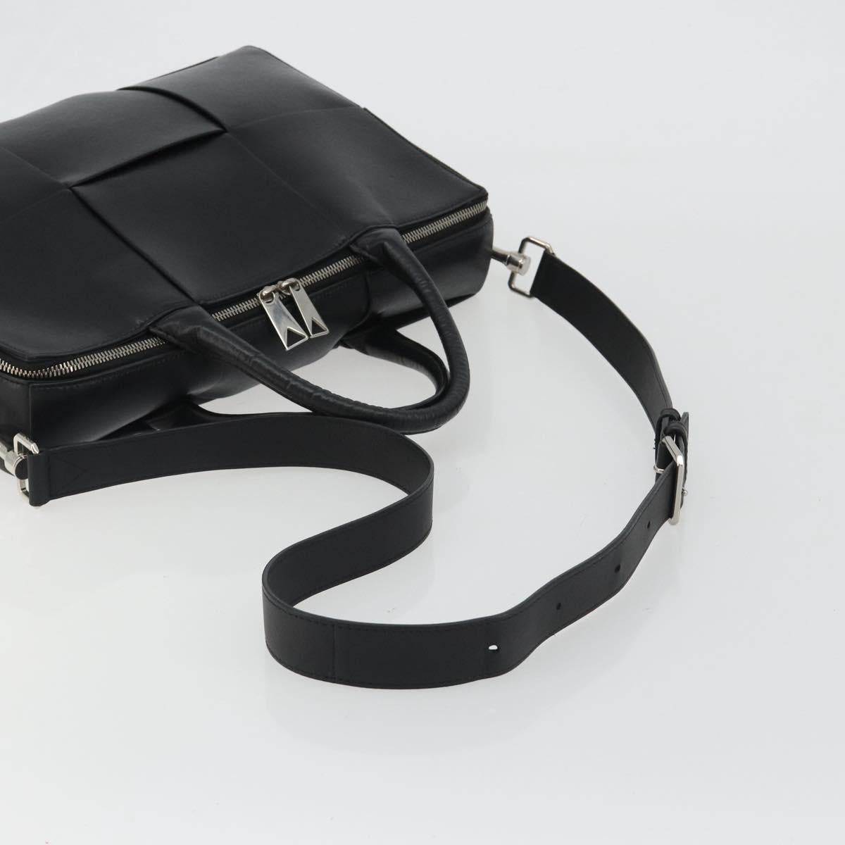 BOTTEGA VENETA Maxi INTRECCIATO Bag Leather 2way Black Silver Auth 190305