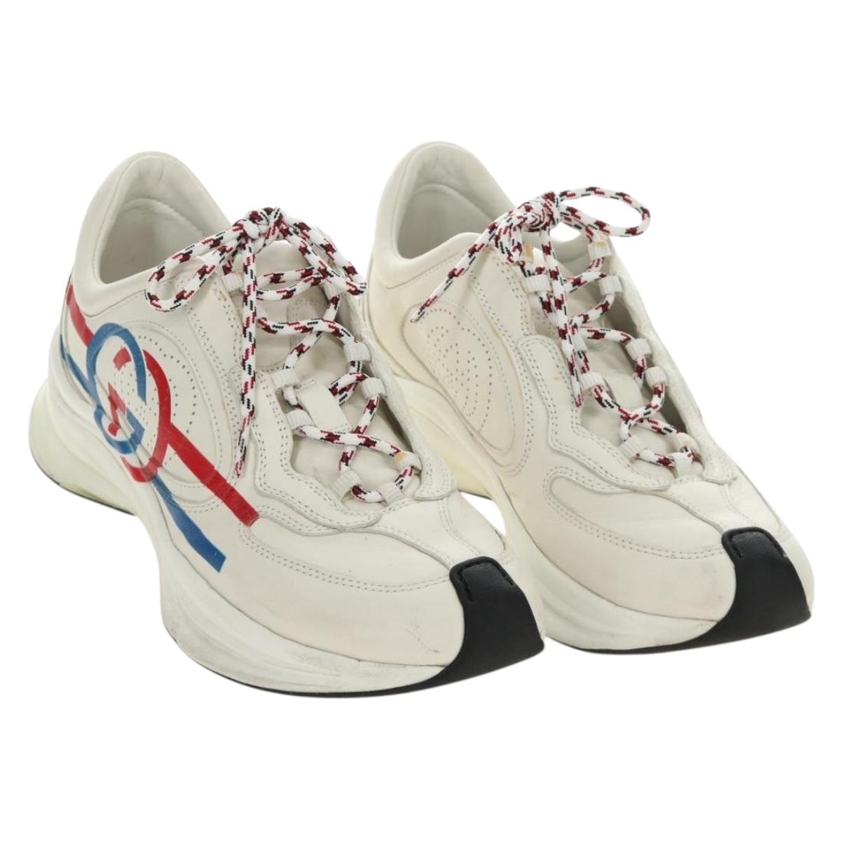 GUCCI Gucci Run Sneakers Leather White Auth 190306M