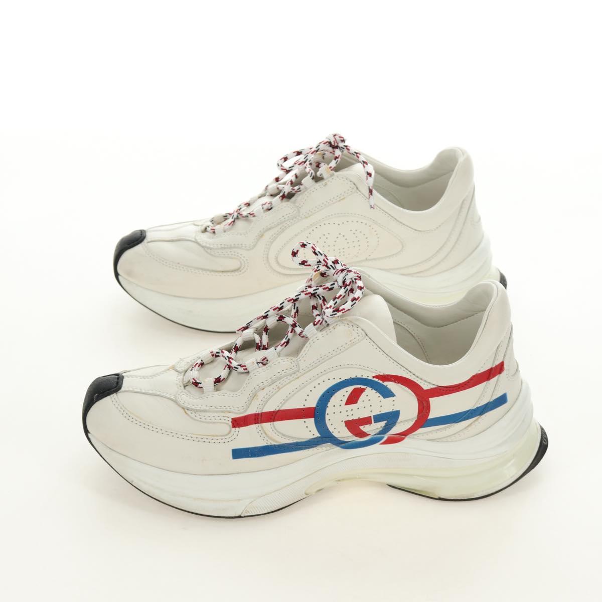 GUCCI Gucci Run Sneakers Leather White Auth 190306M