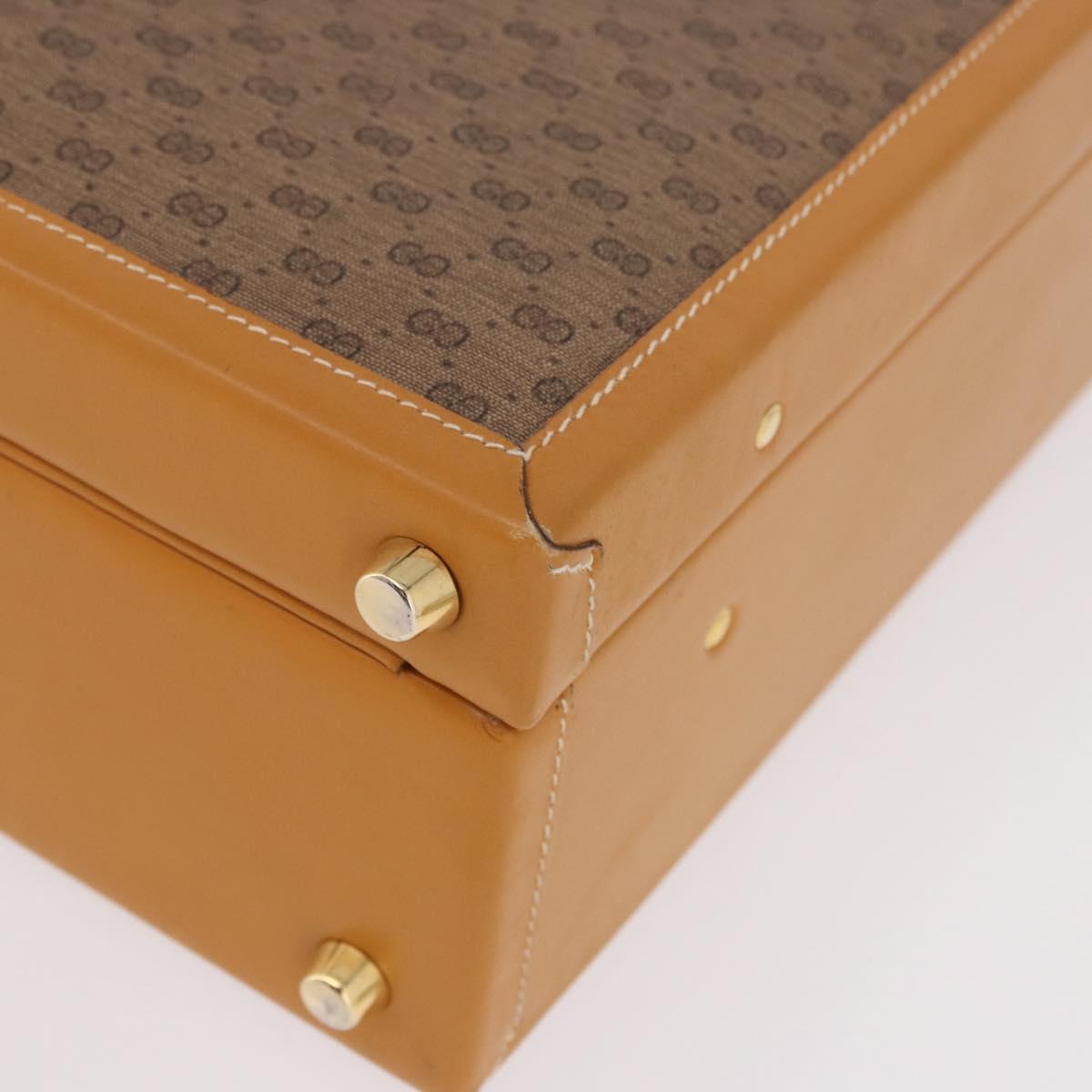 GUCCI Micro GG Supreme Attache Case Hand Bag PVC Beige Gold Auth 190309