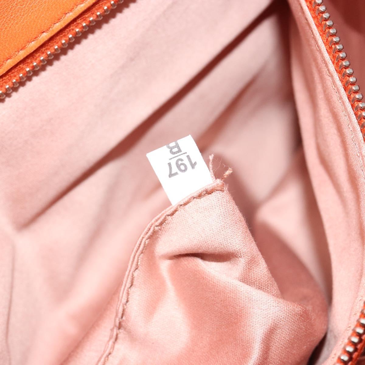 Miu Miu Matelasse Shoulder Bag Leather Orange Silver Auth 190312M