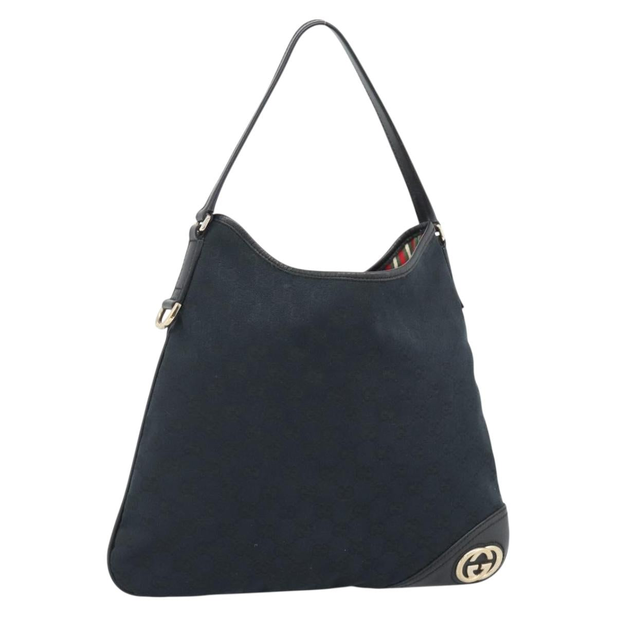 GUCCI GG Canvas Shoulder Bag Black Gold 169947 Auth 190317A