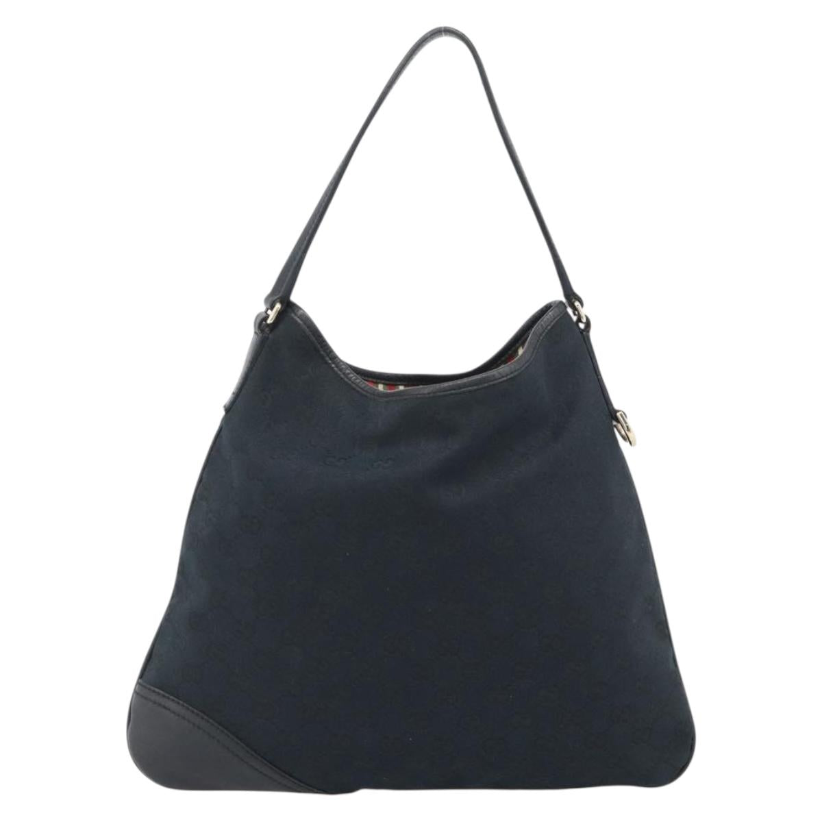 GUCCI GG Canvas Shoulder Bag Black Gold 169947 Auth 190317A